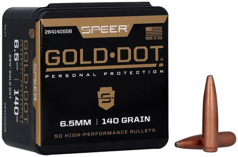 Speer Gold Dot 6.5mm (.264) 140 gr soft point bullets 50-count box