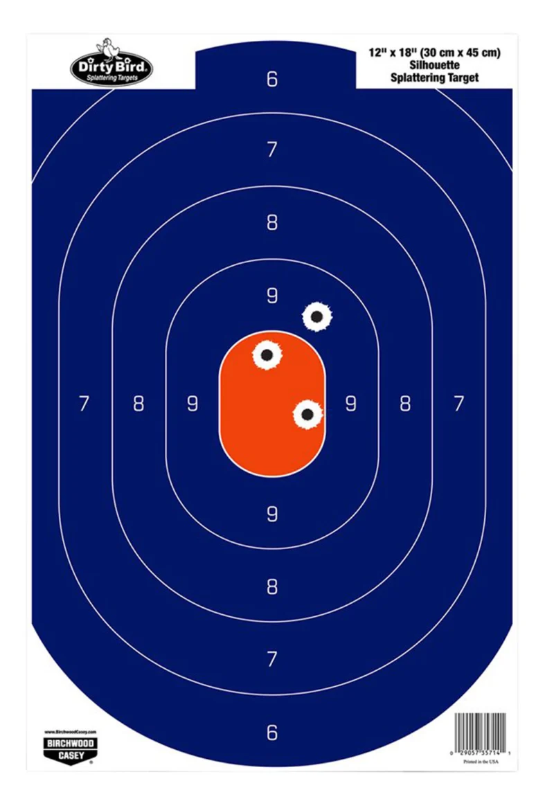 Birchwood Casey Dirty Bird silhouette target 12x18 blue orange 50 pack