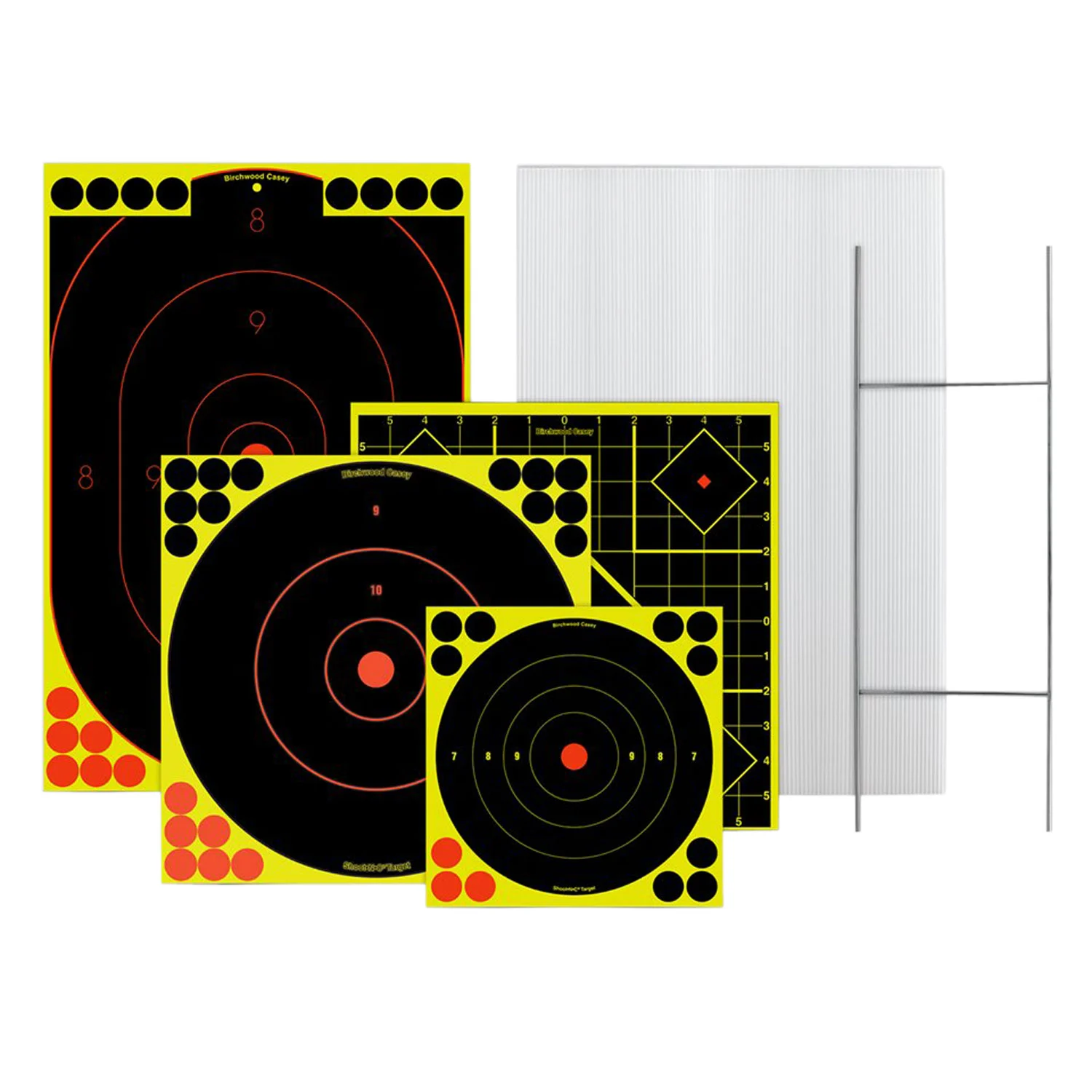 Birchwood Casey Sharpshooter Stand & Target Kit with metal frame, 12 x 18 backer, 4 Shoot‑N‑C targets and 54 pasters