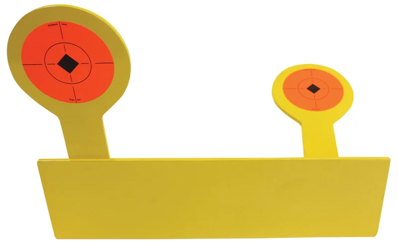 Birchwood Casey 47522 Bushwacker rimfire pop-up steel target, black and orange, circle with crosshair and diamond