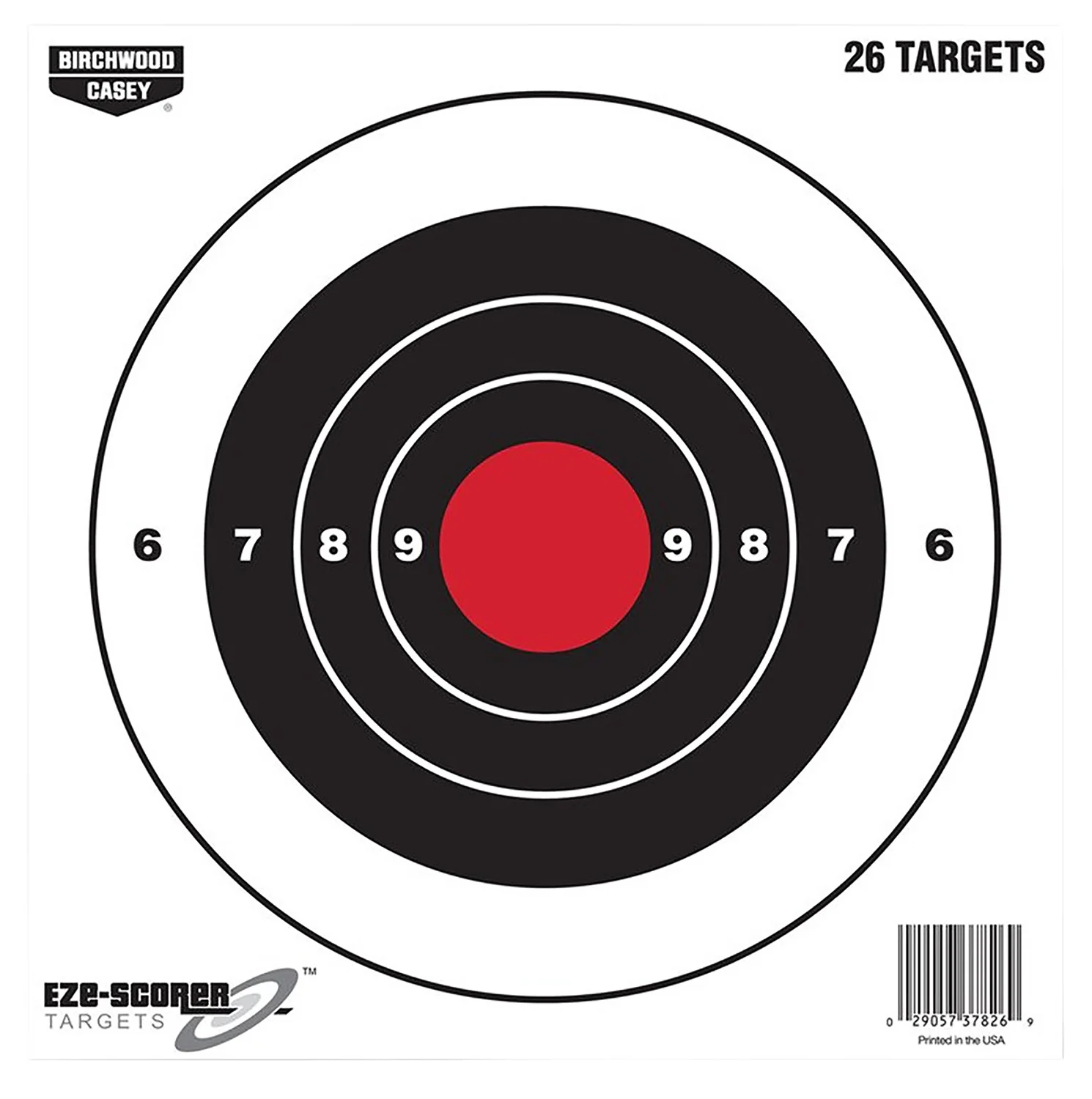 Birchwood Casey Eze-Scorer 8-inch bullseye paper targets 26 pack black and red