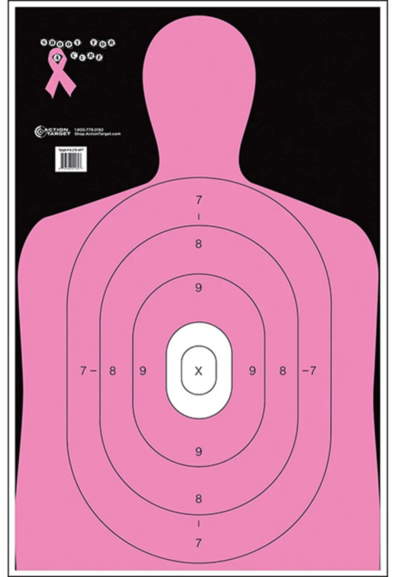 Action Target B-27E Shoot for the Cure pink paper silhouette target 23 x 35 inches 100 per box