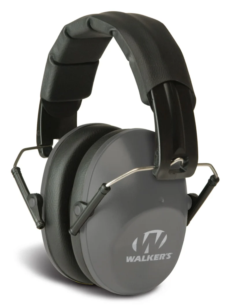 Walkers Pro Low Profile Folding Muff 22 dB NRR gray black over-the-head earmuff