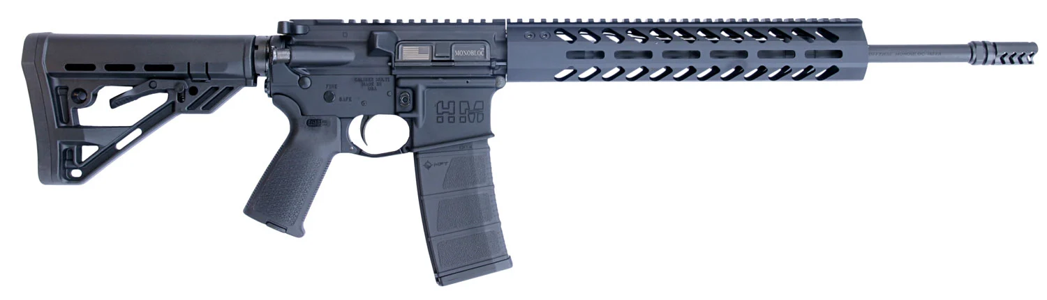 HM Defense HM15FMB556 Defender M5 rifle, 5.56x45mm NATO, 16-inch barrel, black hard coat anodized finish
