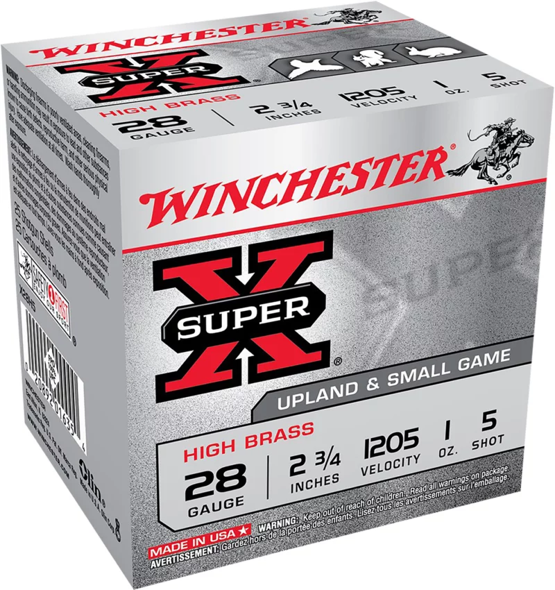 Winchester Super-X 28ga 2.75-inch 1oz #5 shot 25-count shotshell box