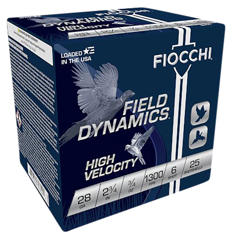 Fiocchi Hi-Vel 28ga 2.75 in 3/4 oz #6 shot 25-round box