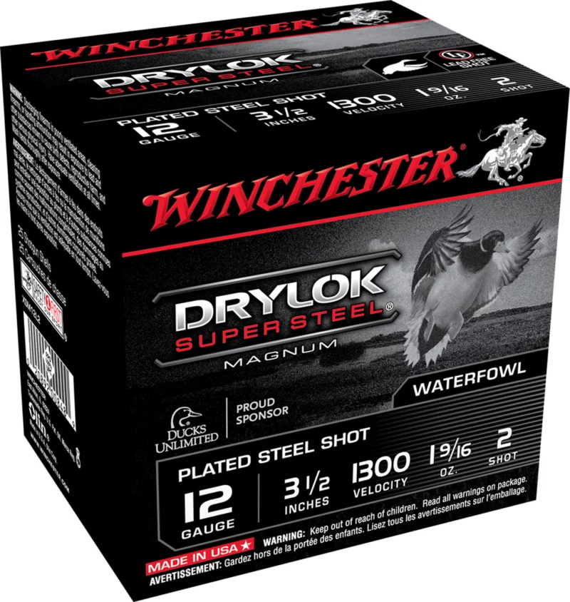 Winchester Drylok Super Steel 12ga 3.5in #2 plated steel shotshell box