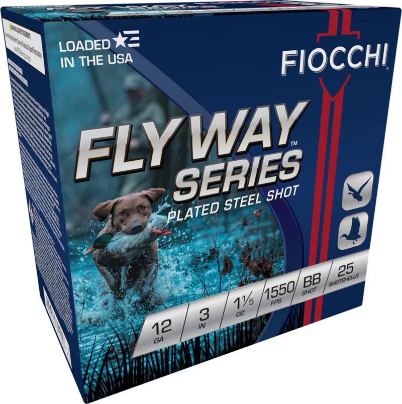 Fiocchi Flyway 12ga 3in BB steel shotshells 25-count box