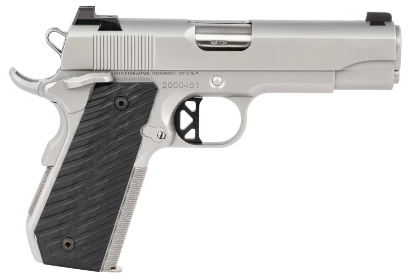 Dan Wesson V-Bob .45 ACP stainless 4.25-inch pistol side view