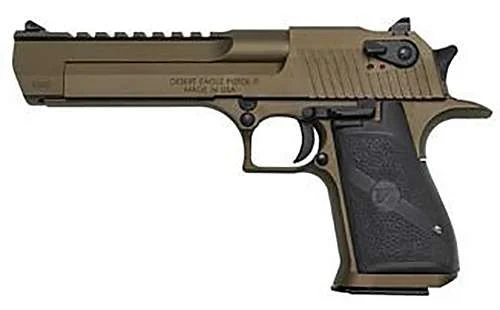 Magnum Research Desert Eagle Mark XIX .50 AE 6-inch Burnt Bronze Cerakote pistol with black rubber grip