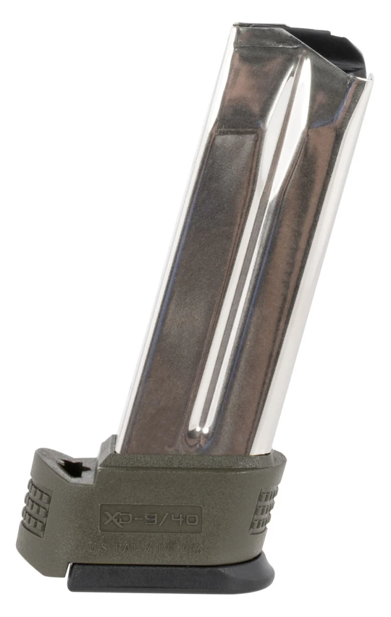 Springfield Armory XD Subcompact 10rd .40 S&W stainless steel magazine with OD green sleeve