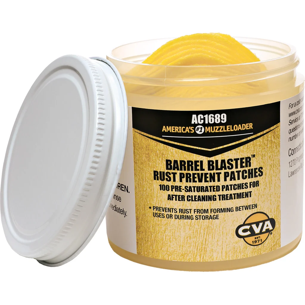 CVA Barrel Blaster Rust Prevent Patches 100-pack in resealable jar