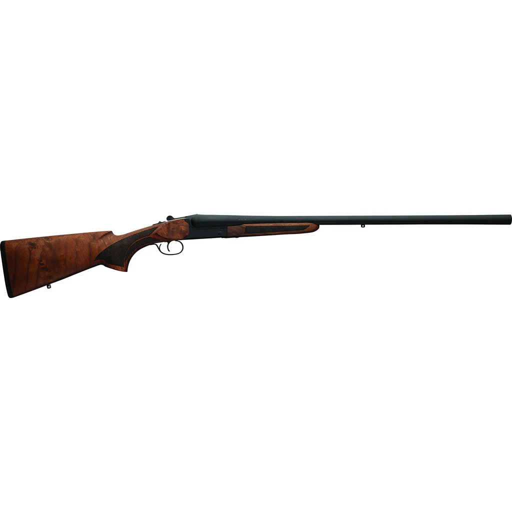Charles Daly 500 20 Gauge side-by-side shotgun, matte black finish with checkered walnut stock