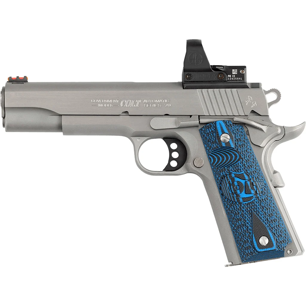 Colt 1911 Competition Optics-Ready .45 ACP 5-inch stainless pistol with blue G10 grips
