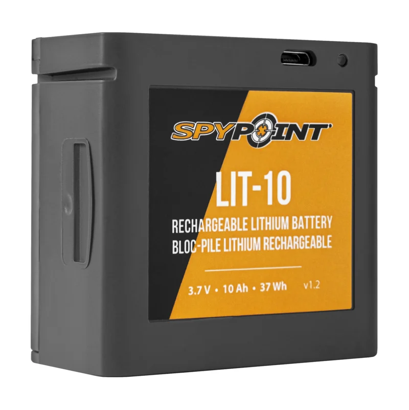 Spypoint LIT-10 rechargeable lithium battery pack and AC charging cord - black