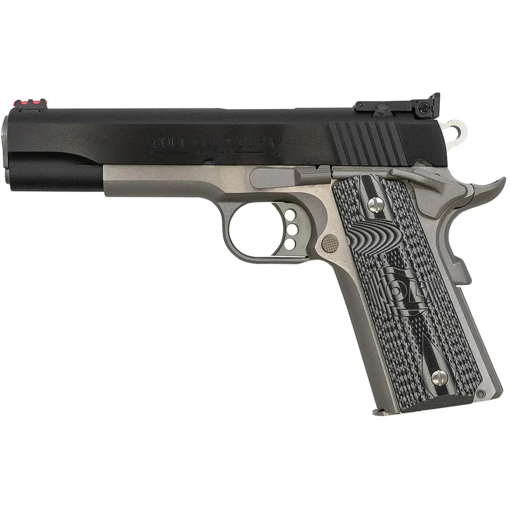 Colt Gold Cup Lite .38 Super 5-inch two-tone 1911 with blue G10 checkered grips