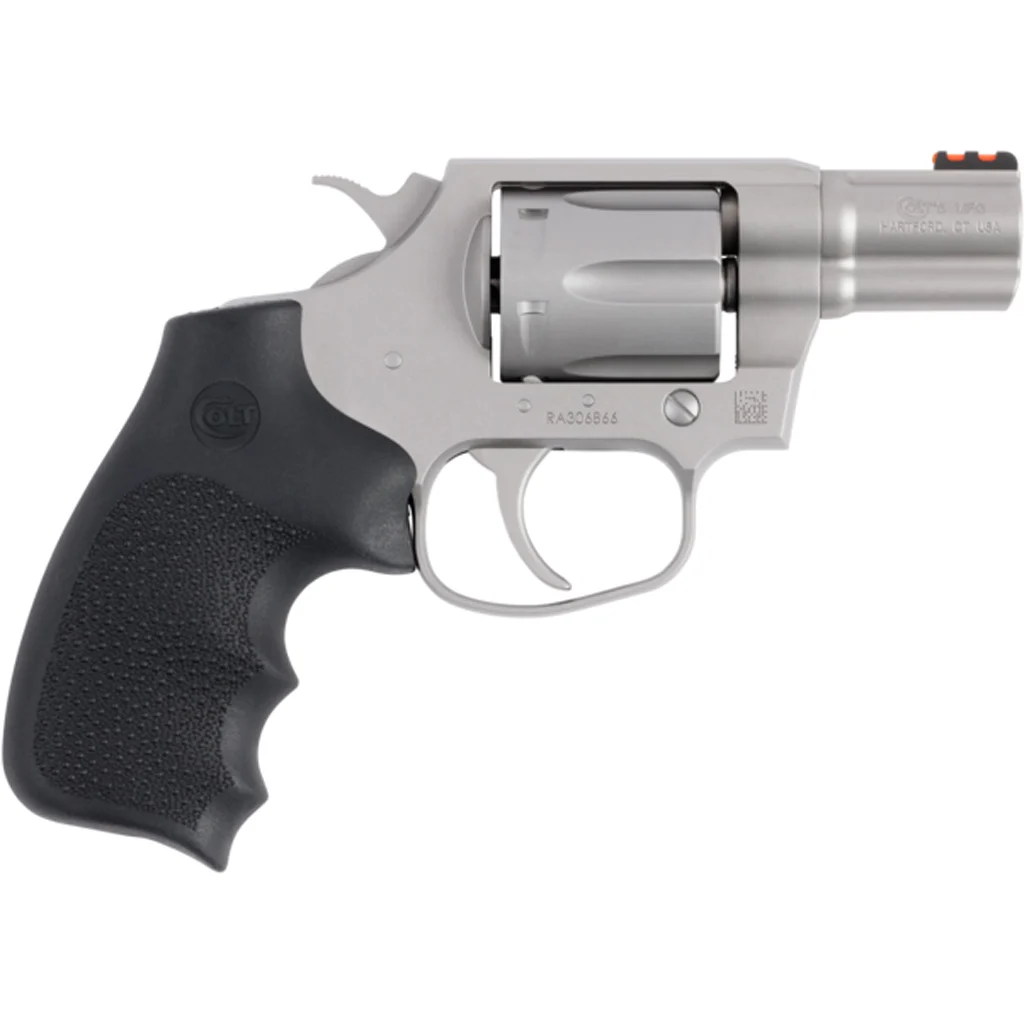 Colt Cobra .38 Special 2-inch stainless revolver with Hogue rubber grip and red fiber-optic front sight