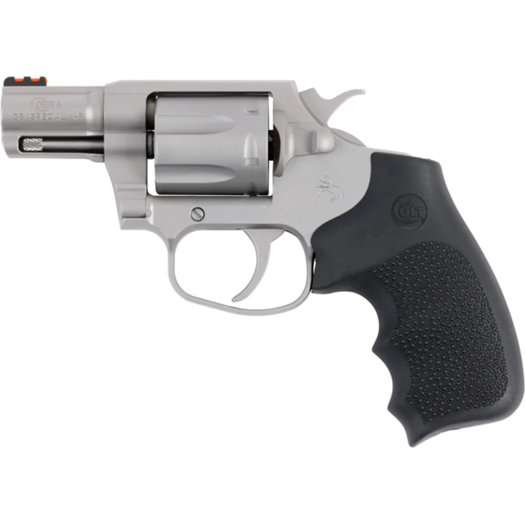 Colt Cobra .38 Special 2-inch stainless revolver with Hogue rubber grip and red fiber-optic front sight