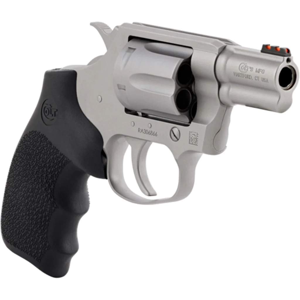 Colt Cobra .38 Special 2-inch stainless revolver with Hogue rubber grip and red fiber-optic front sight