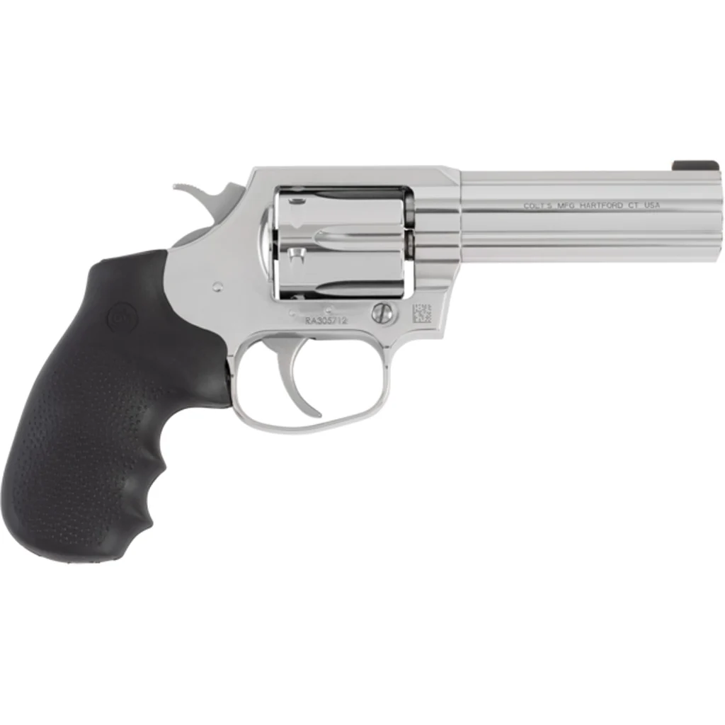 Colt Cobra .38 Special +P 4 inch stainless revolver with black Hogue grip, 6-round cylinder