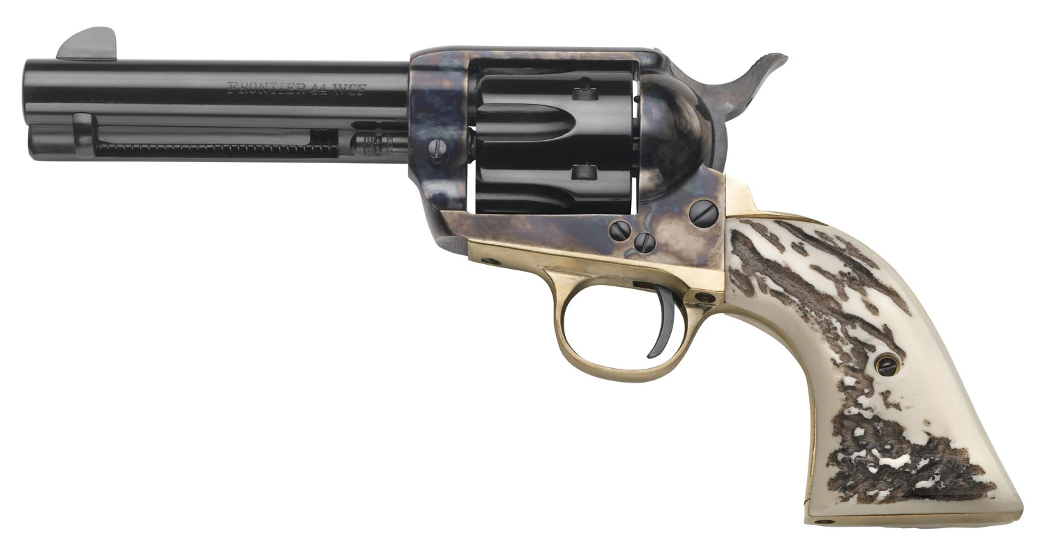 Taylors & Company 1873 Cattleman .357 Mag 4.75in blued barrel color case hardened frame imitation stag grip