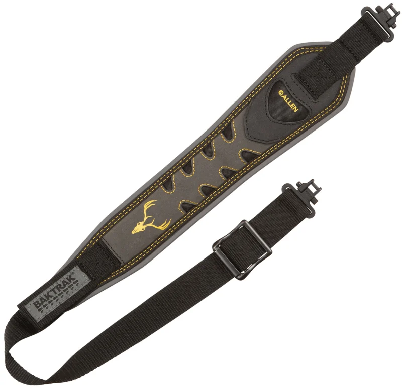 Allen Bak Trak Nu Buck Aspen gray rifle sling with nubuck leather face and BakTrak grip back