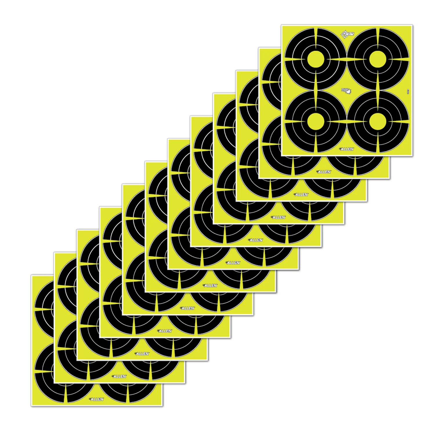 Allen EZ-Aim 12x12 4-spot splash reactive paper targets black and yellow