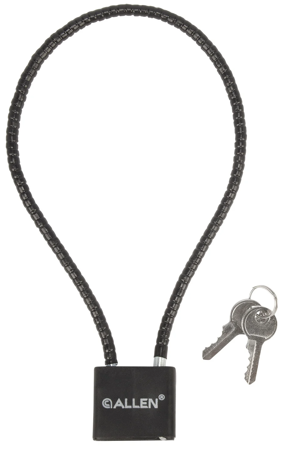 Allen Company 15414 15-inch cable lock in black stainless steel with two keys