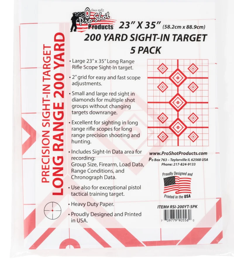 Pro-Shot 200 yard 23 x 35 red sight-in target 5 pack