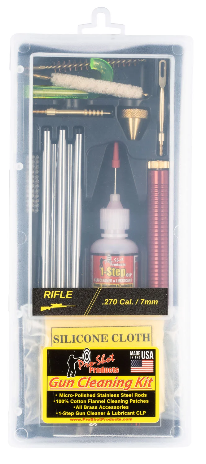 Pro-Shot R2707KIT Classic .270 Cal/7mm rifle cleaning kit in black plastic case