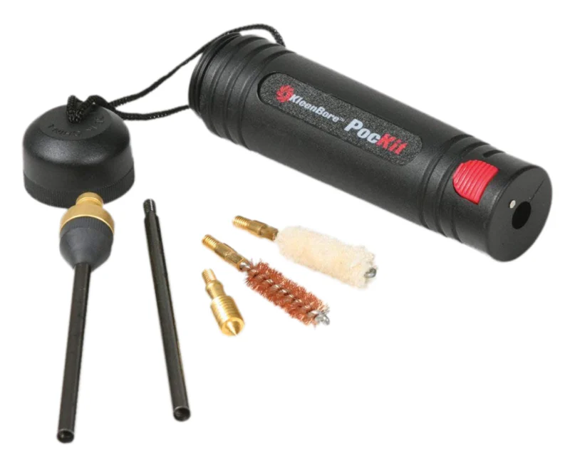 KleenBore PocKIT .40/.41/10mm handgun cleaning kit with storage handle, brush, mop and jag