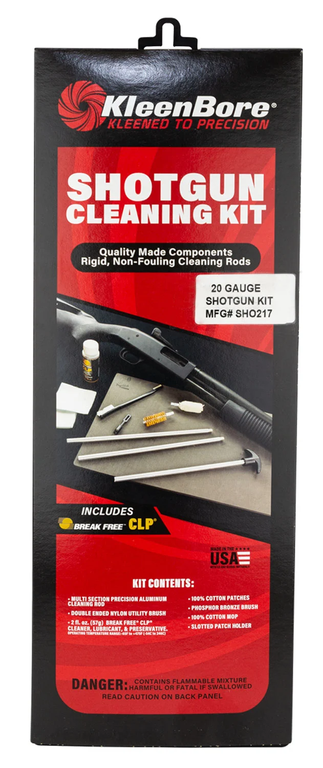 Kleen-Bore 20 Gauge Shotgun Cleaning Kit with 32-inch rod, brushes and polypropylene case