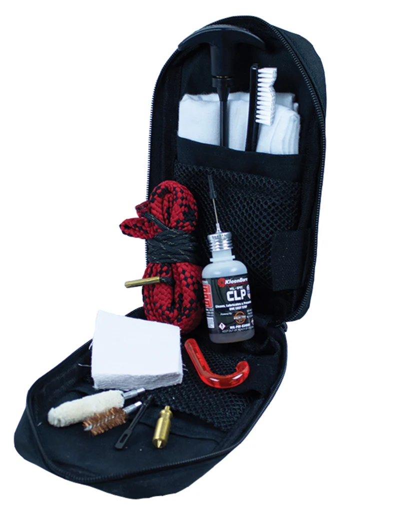 Kleen-Bore PS51 Tactical handgun cleaning kit contents with 6.5in rod