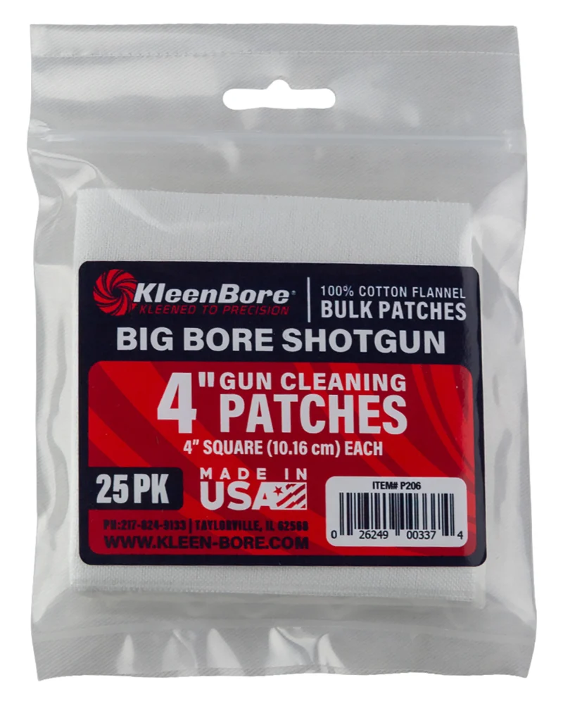 Kleen-Bore P206 Super Shooter 4-inch cotton flannel cleaning patches, 25-pack