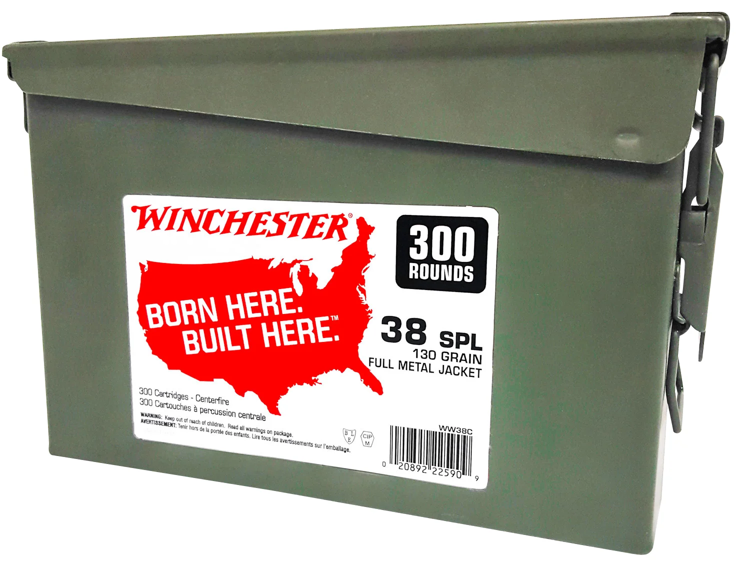 chester USA .38 Special 130 Gr FMJ  300 Rd Can Ammo