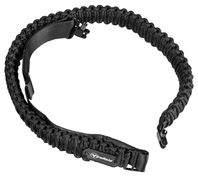 Firefield FF Tactical two-point paracord sling in black, adjustable 37.5-45 in, nylon paracord