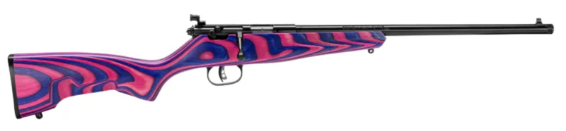 Savage Rascal Minimalist youth .22 LR single-shot rifle 16.12 inch pink and purple laminate stock