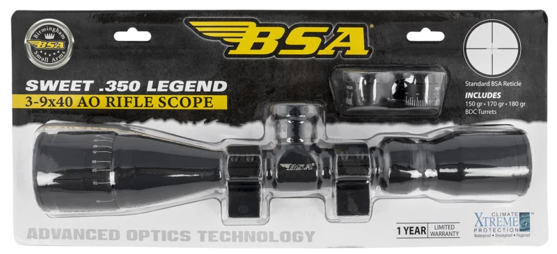 BSA Optics Sweet 350 Legend 3-9x40 AO rifle scope, matte black