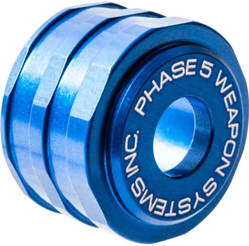 Phase 5 12GA shotgun follower, blue aluminum, high-visibility