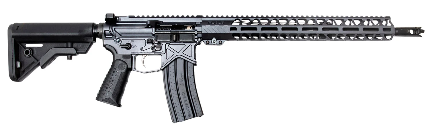 Battle Arms Development Authority Authority Elite 16-inch .223 Wylde AR-style rifle in gray with free-float M-LOK handguard