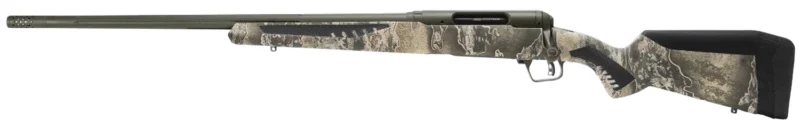 Savage 110 Timberline left-hand rifle, 6.5 PRC, 24in fluted threaded barrel, OD Green Cerakote, Realtree Excape AccuStock