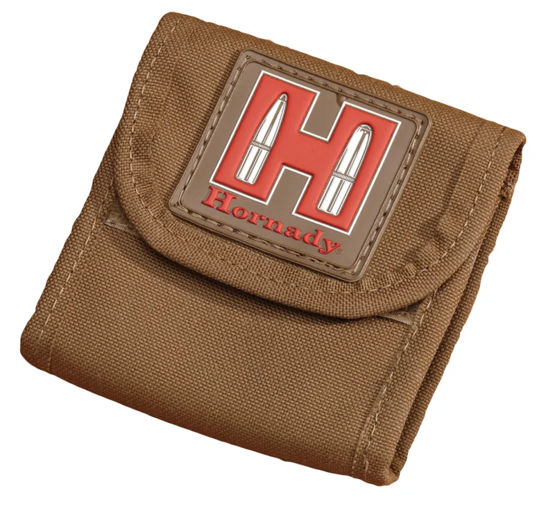 Hornady 99116 tan Cordura rifle ammo pouch with 10 elastic loops and Velcro closure