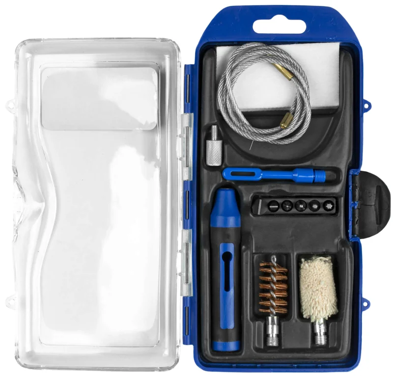 DAC Technologies GunMaster 20ga shotgun cleaning kit in plastic case with pull rod and driver bits
