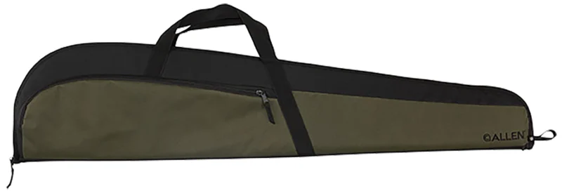 Allen Powell 46-inch rifle case in green and black with foam padding and large accessory pocket