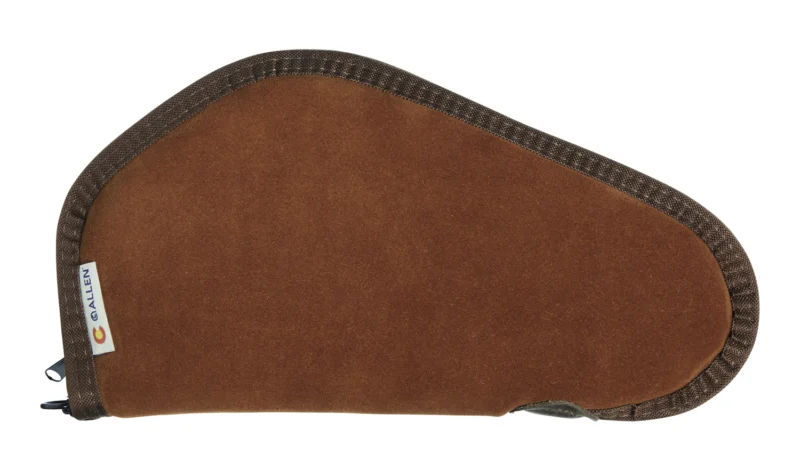 Heritage Cases 8611 brown suede handgun case with faux sherpa lining and locking zipper