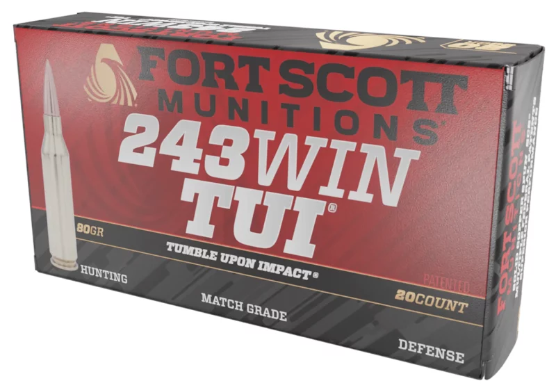 Fort Scott Munitions 243 Win 80gr TUI solid copper rifle ammunition 20rd box