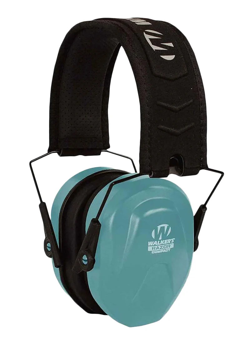 Walker's Razor Compact Passive Muff 24 dB NRR Teal/Black over-the-head hearing protection
