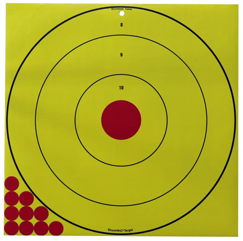 Birchwood Casey Shoot-N-C Long Range Bullseye Target 5 Pack 17.75 inch red yellow