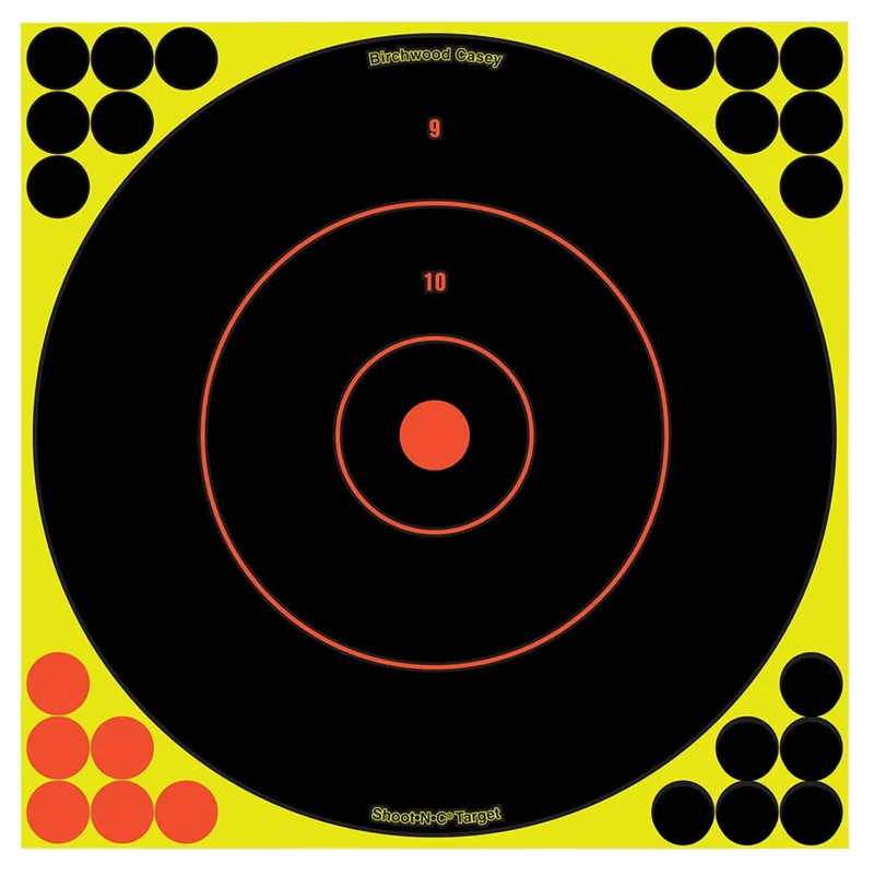 Birchwood Casey Shoot-N-C 12-inch bullseye reactive paper target pack, 50 targets