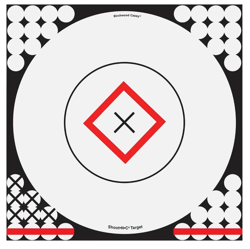 Birchwood Casey Shoot-N-C 17.25 inch black red white self-adhesive bullseye target 5 pack
